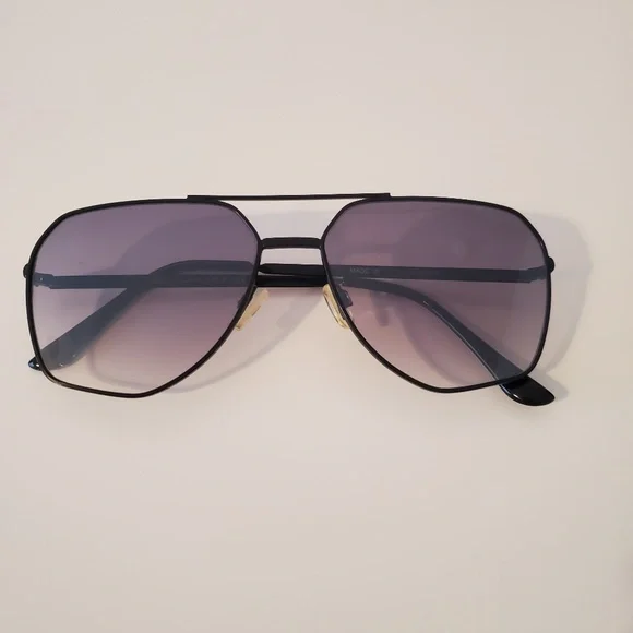 Forever 21 Modern Geometric Purple Ombre Black Wire Frame Aviator Sunglasses - Picture 5 of 9